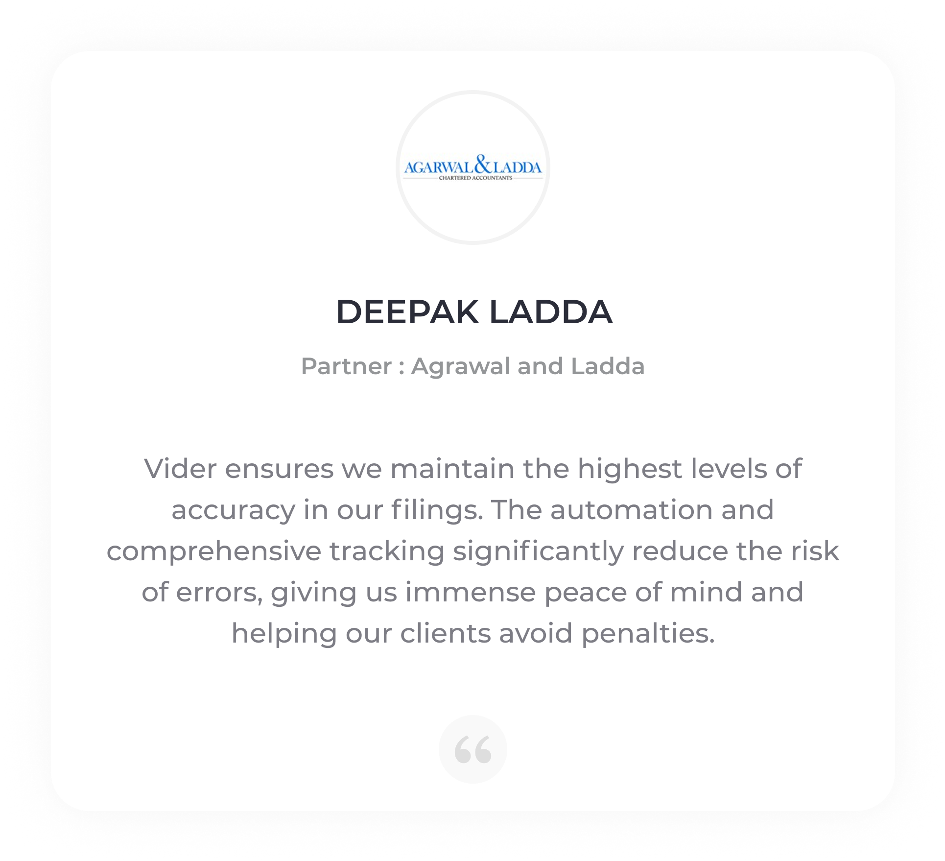 Agrawal and Ladda Testimonial